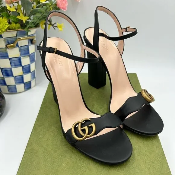 Women's Gucci GG Marmont, Block , heel strap sandals,105 cm size 42made Italy